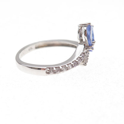 Chuck Clemency 925 Sterling Silver Real Tanzanite & White Topaz Ring Size 8