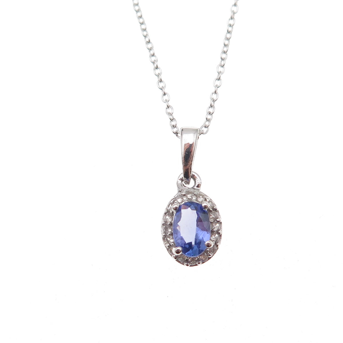 Chuck Clemency 925 Sterling Silver Real Tanzanite & White Topaz Necklace 20"