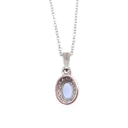 Chuck Clemency 925 Sterling Silver Real Tanzanite & White Topaz Necklace 20"