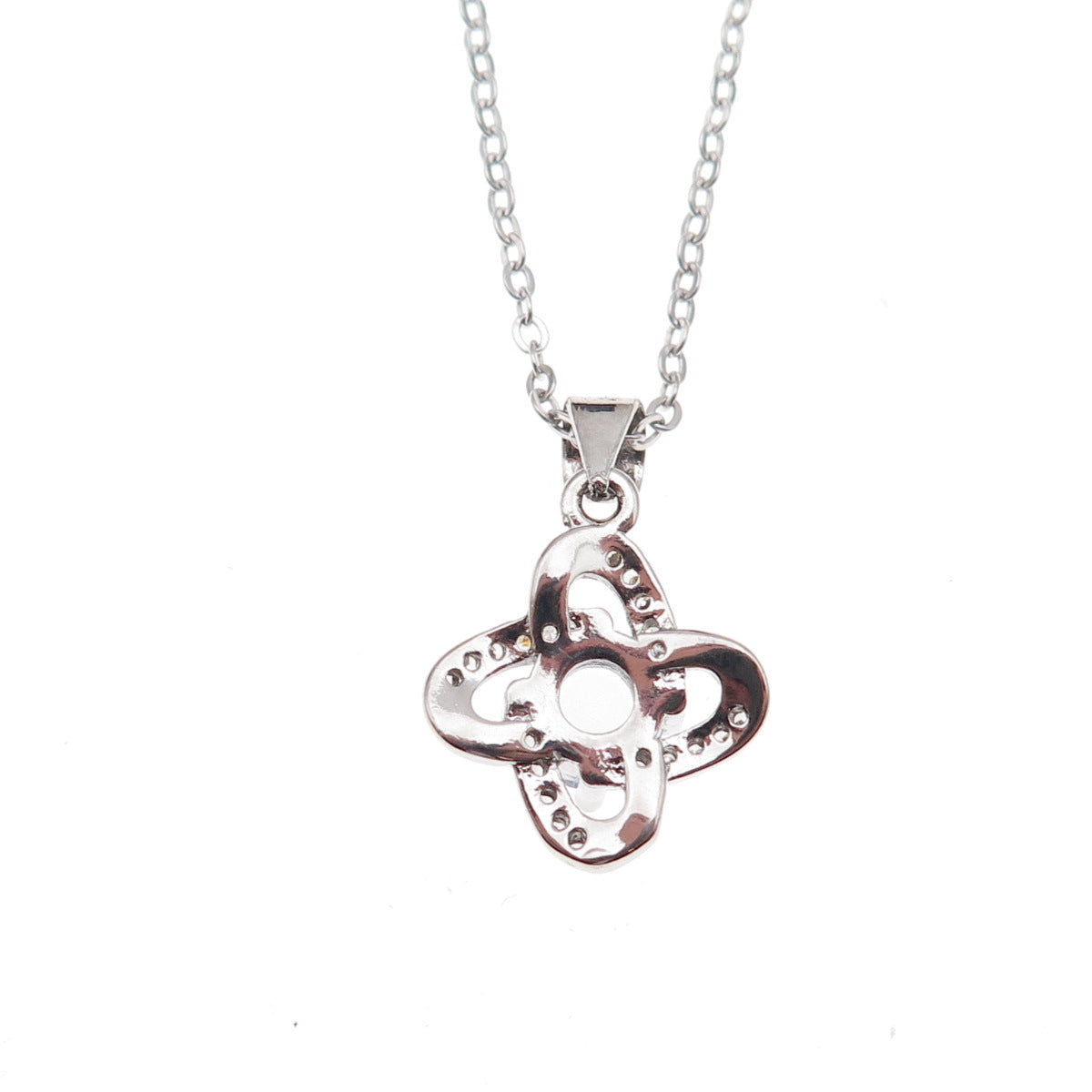 925 Sterling Silver Round-Cut C Z Floral Cable Chain Necklace 18"