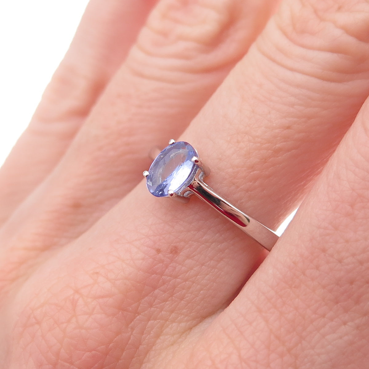 925 Sterling Silver Real Oval-Cut Tanzanite Ring Size 8.25