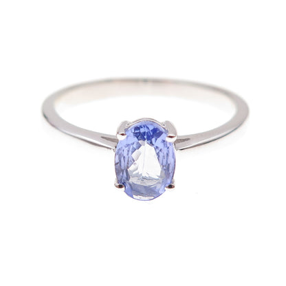 925 Sterling Silver Real Oval-Cut Tanzanite Ring Size 8.25