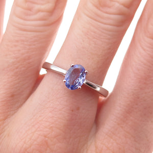 925 Sterling Silver Real Oval-Cut Tanzanite Ring Size 8.25