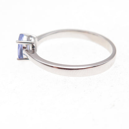 925 Sterling Silver Real Oval-Cut Tanzanite Ring Size 8.25