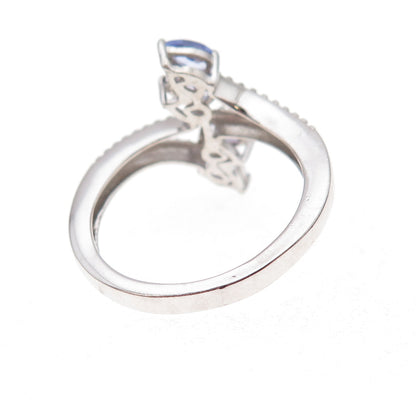Chuck Clemency 925 Sterling Silver Real Pear-Cut Tanzanite Bypass Ring Size 8