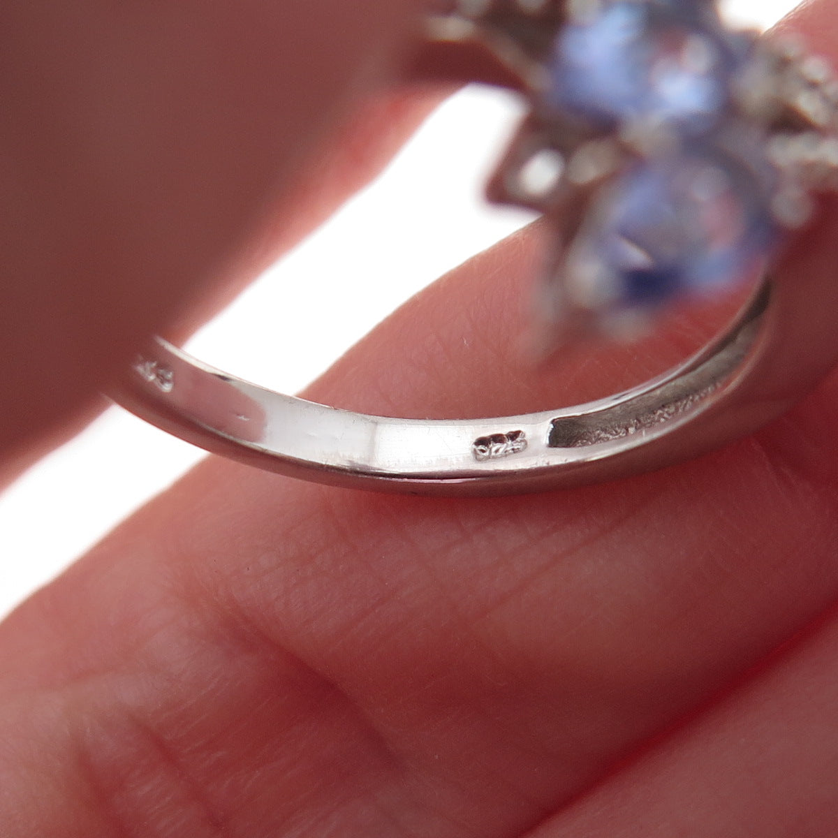 Chuck Clemency 925 Sterling Silver Real Pear-Cut Tanzanite Bypass Ring Size 8