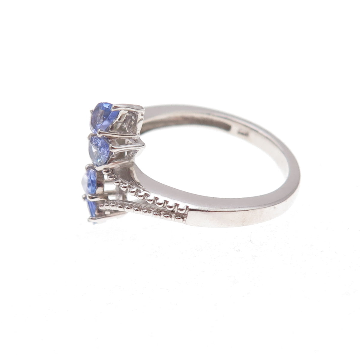 Chuck Clemency 925 Sterling Silver Real Pear-Cut Tanzanite Bypass Ring Size 8