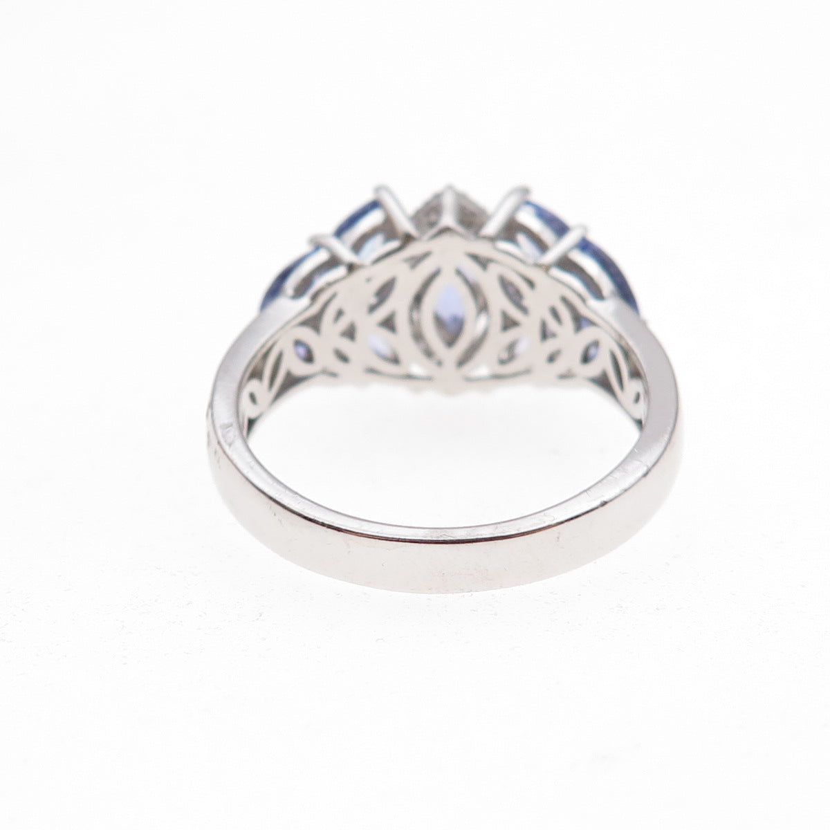 925 Sterling Silver Real Tanzanite & White Topaz Ring Size 8