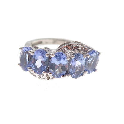 Chuck Clemency 925 Sterling Silver Real Oval-Cut Tanzanite Ring Size 5