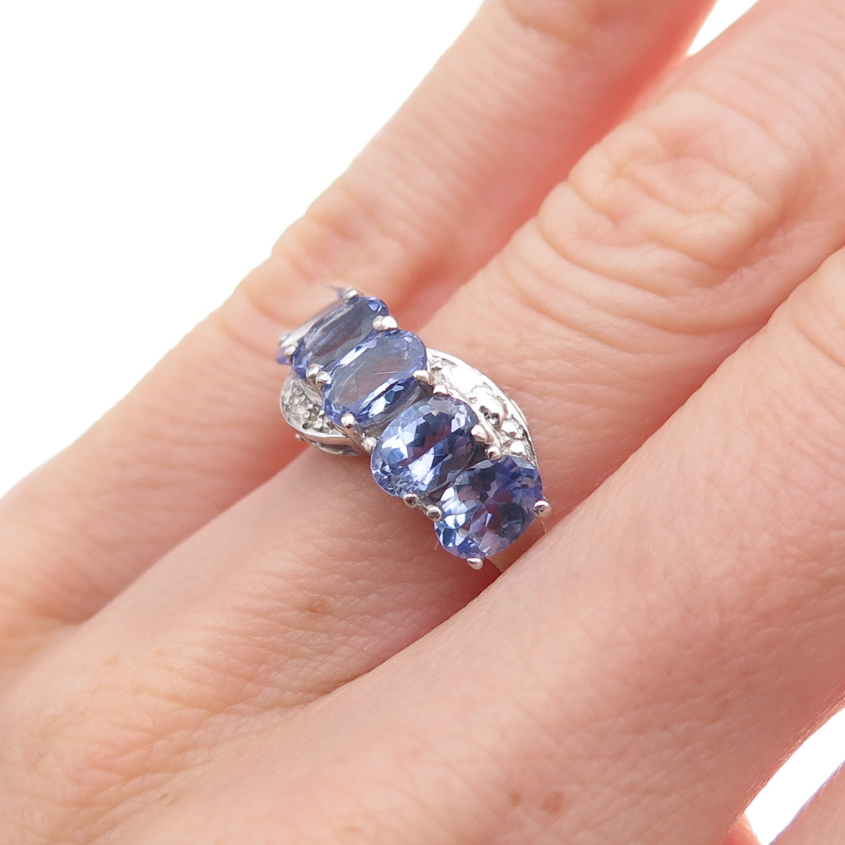 Chuck Clemency 925 Sterling Silver Real Oval-Cut Tanzanite Ring Size 5