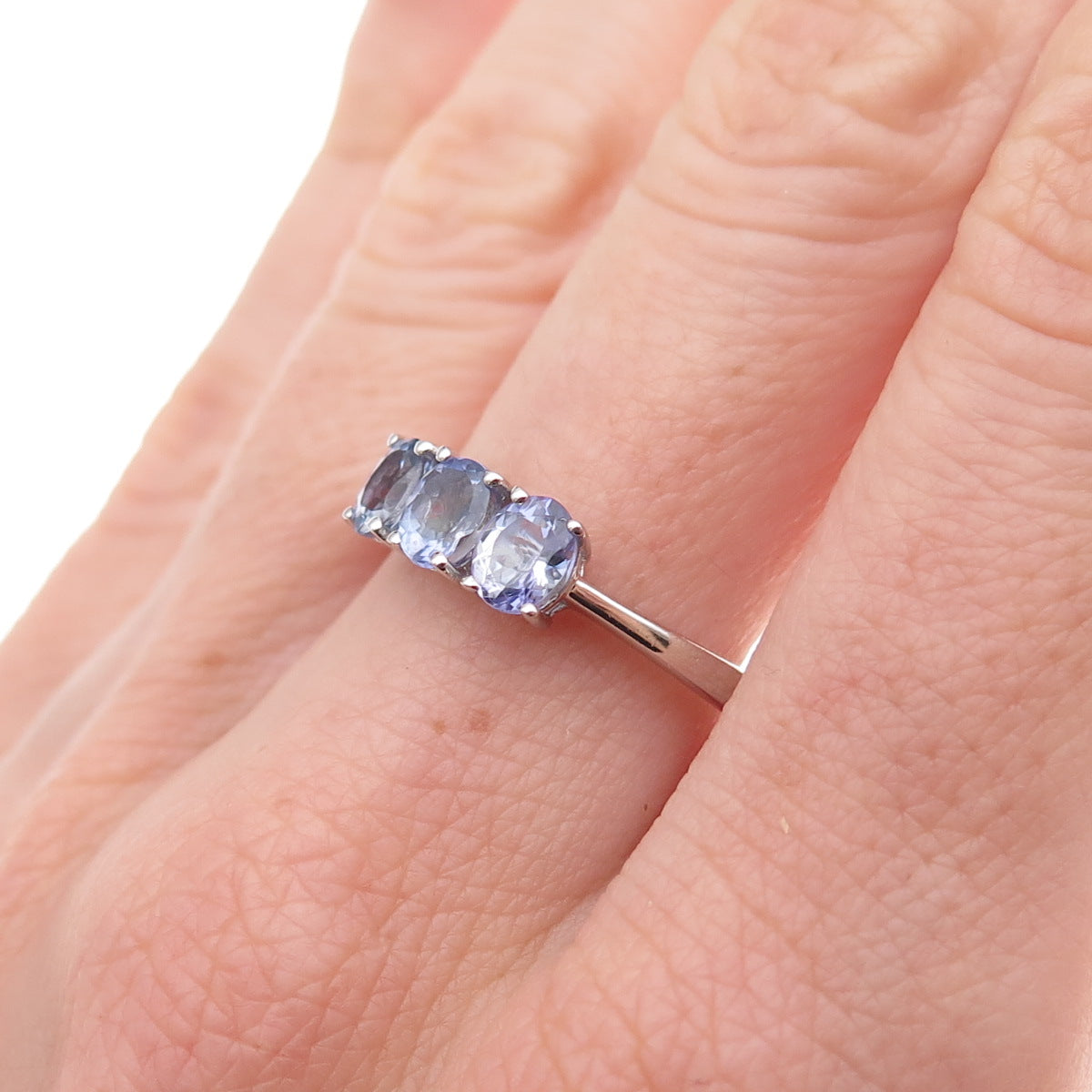 Chuck Clemency 925 Sterling Silver Real Oval-Cut Tanzanite Ring Size 8.25