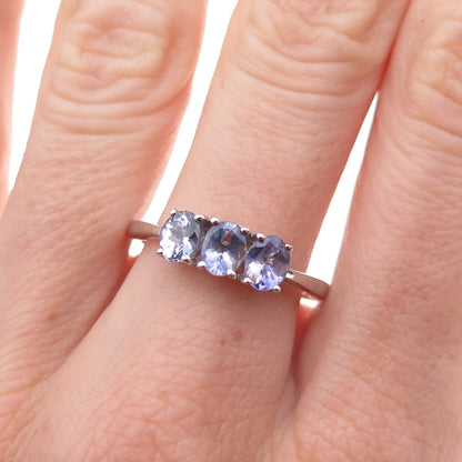 Chuck Clemency 925 Sterling Silver Real Oval-Cut Tanzanite Ring Size 8.25