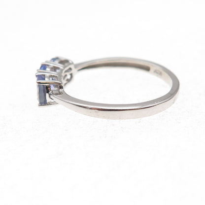 Chuck Clemency 925 Sterling Silver Real Oval-Cut Tanzanite Ring Size 8.25