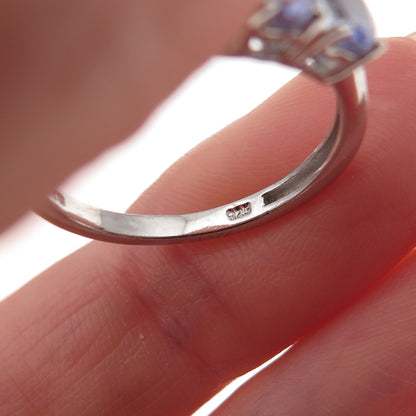 Chuck Clemency 925 Sterling Silver Real Oval-Cut Tanzanite Ring Size 8.25