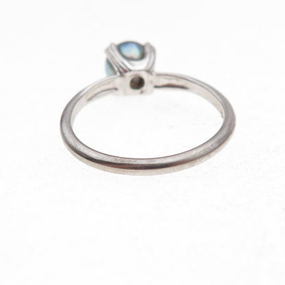 Uncas 925 Sterling Silver Antique Art Deco Real Tahitian Pearl Ring Size 7.25