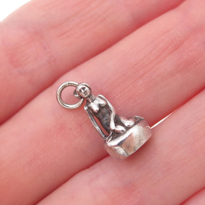 Bernhard Hertz 925 Sterling Silver Vintage Denmark Little Mermaid Charm Pendant