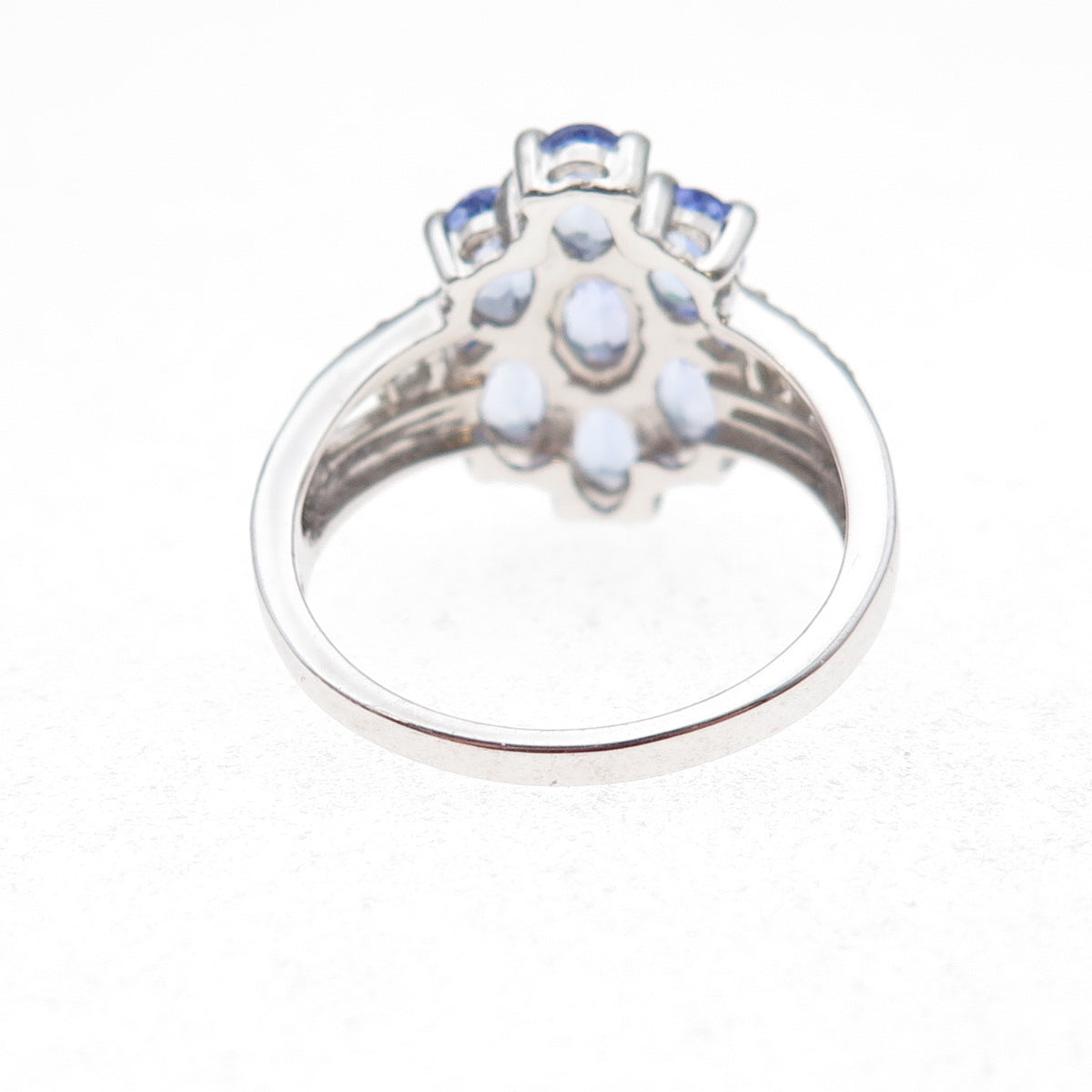 925 Sterling Silver Real Tanzanite & White Topaz Ring Size 8