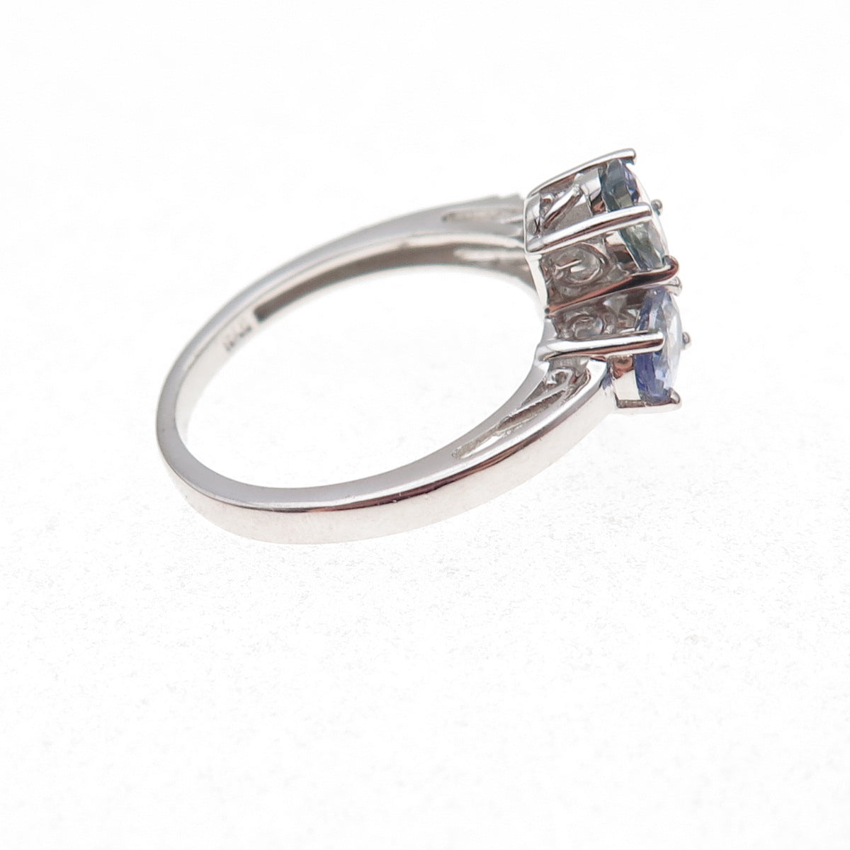 Chuck Clemency 925 Sterling Silver Real Tanzanite & White Topaz Ring Size 8.25