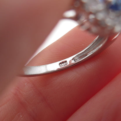 Chuck Clemency 925 Sterling Silver Real Tanzanite & White Topaz Ring Size 8.25
