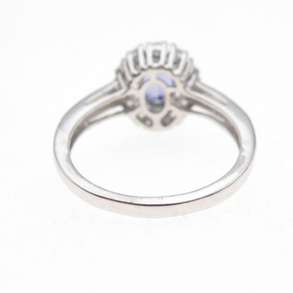 Chuck Clemency 925 Sterling Silver Real Tanzanite & White Topaz Ring Size 8.25