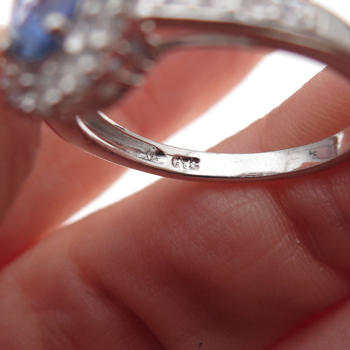 Chuck Clemency 925 Sterling Silver Real Tanzanite & White Topaz Ring Size 8.25