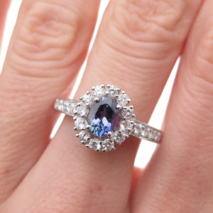 Chuck Clemency 925 Sterling Silver Real Tanzanite & White Topaz Ring Size 8.25