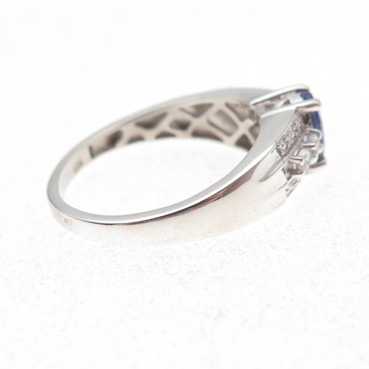 Chuck Clemency 925 Sterling Silver Real Tanzanite & White Topaz Ring Size 8.25