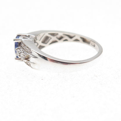 Chuck Clemency 925 Sterling Silver Real Tanzanite & White Topaz Ring Size 8.25