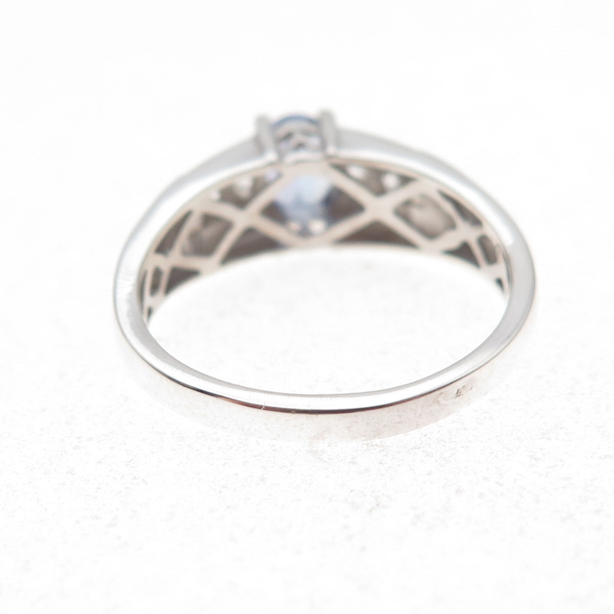 Chuck Clemency 925 Sterling Silver Real Tanzanite & White Topaz Ring Size 8.25