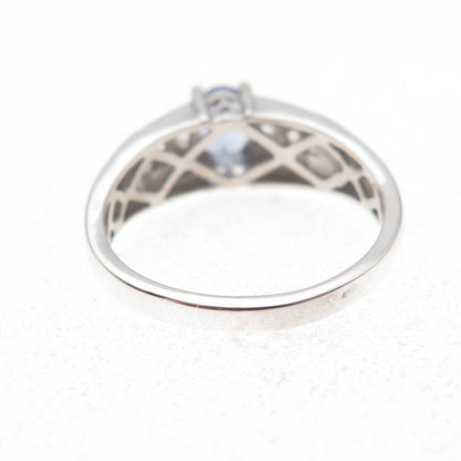 Chuck Clemency 925 Sterling Silver Real Tanzanite & White Topaz Ring Size 8.25