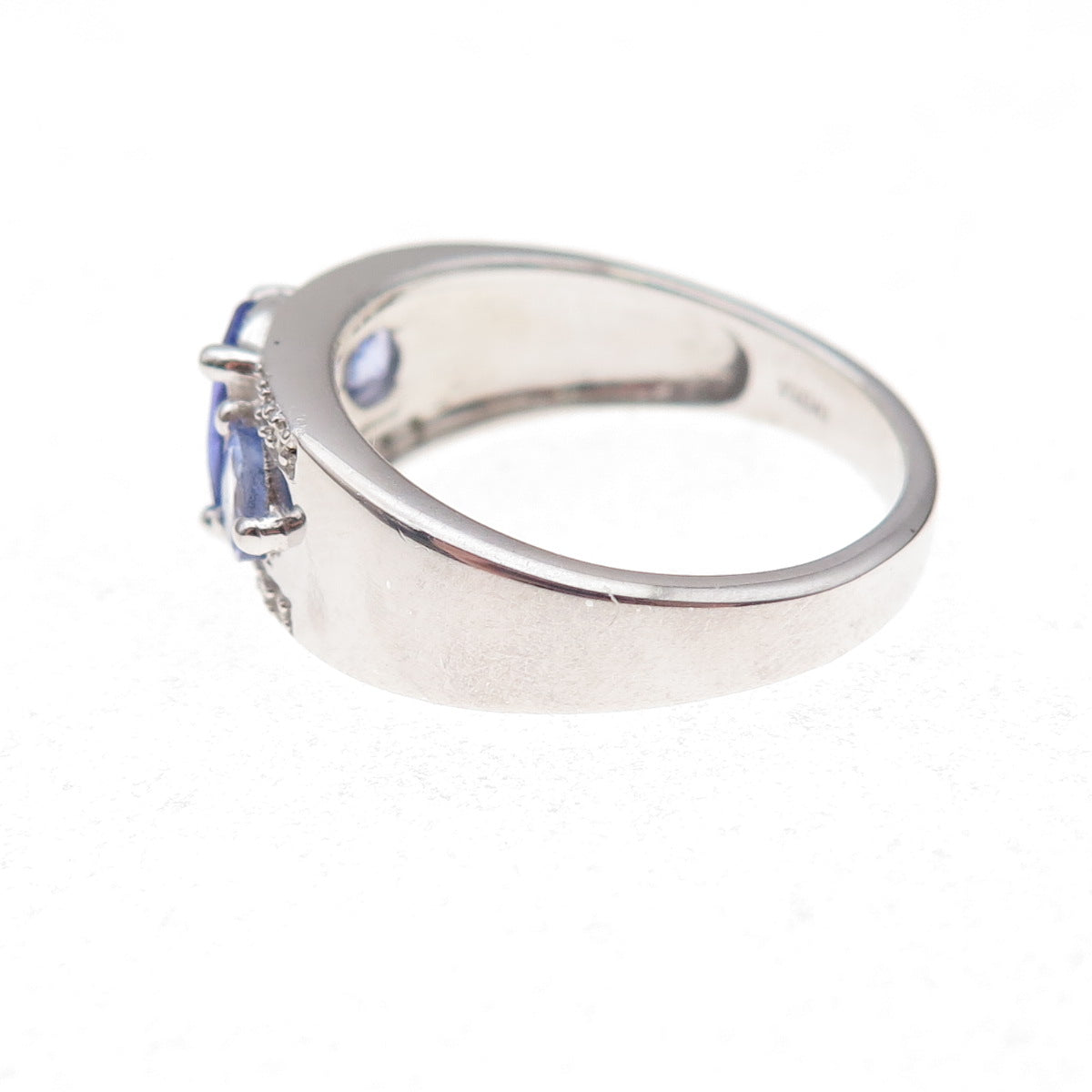 925 Sterling Silver Real Diamond & Tanzanite Ring Size 8