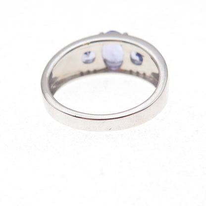 925 Sterling Silver Real Diamond & Tanzanite Ring Size 8