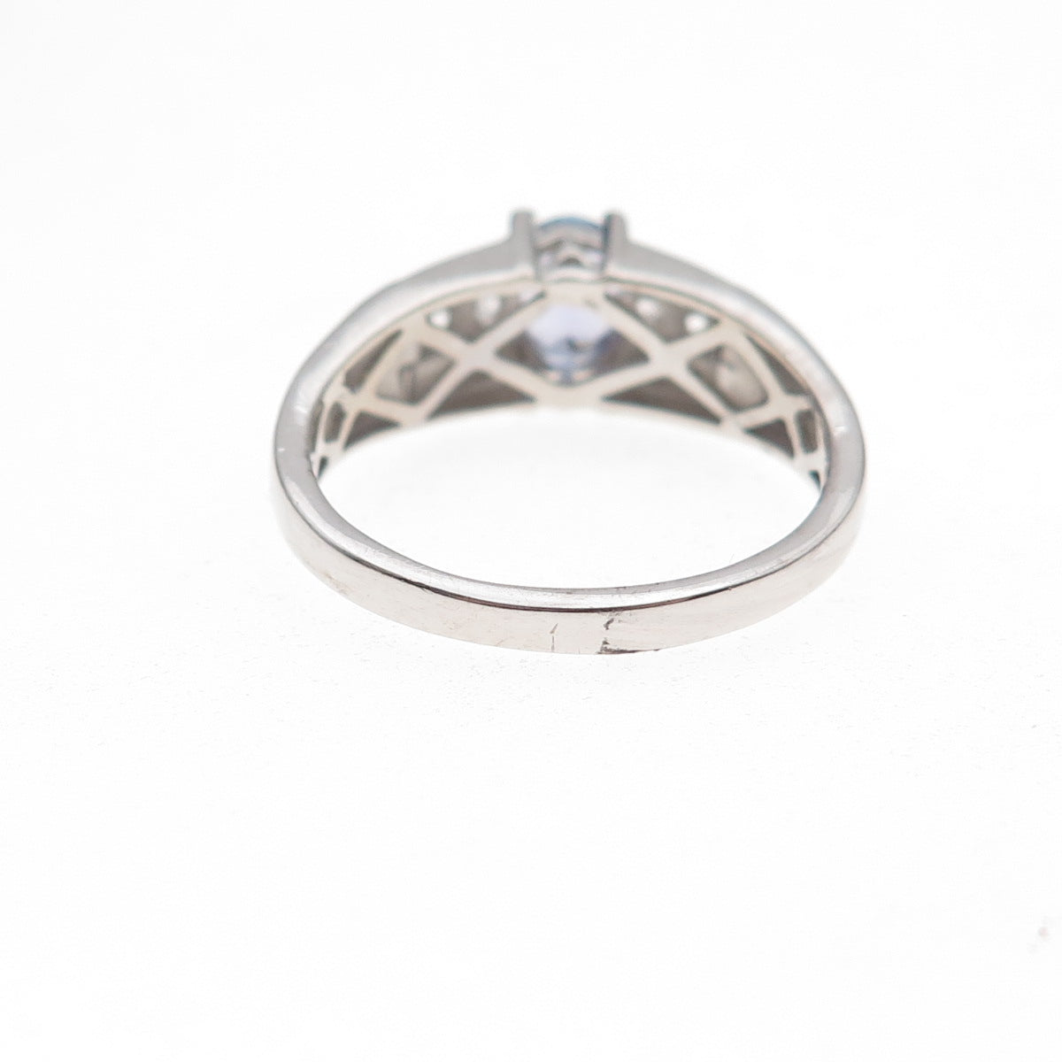 Chuck Clemency 925 Sterling Silver Real Tanzanite & White Topaz Ring Size 8.25