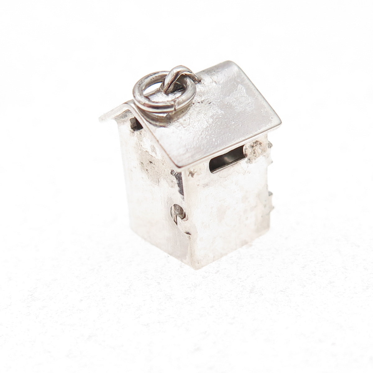 925 Sterling Silver Antique Art Deco Enamel Prison Cell 3D Open Charm Pendant