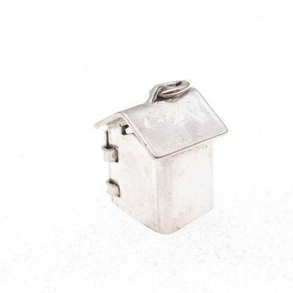 925 Sterling Silver Antique Art Deco Enamel Prison Cell 3D Open Charm Pendant