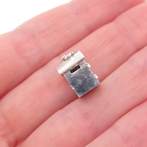 925 Sterling Silver Antique Art Deco Enamel Prison Cell 3D Open Charm Pendant
