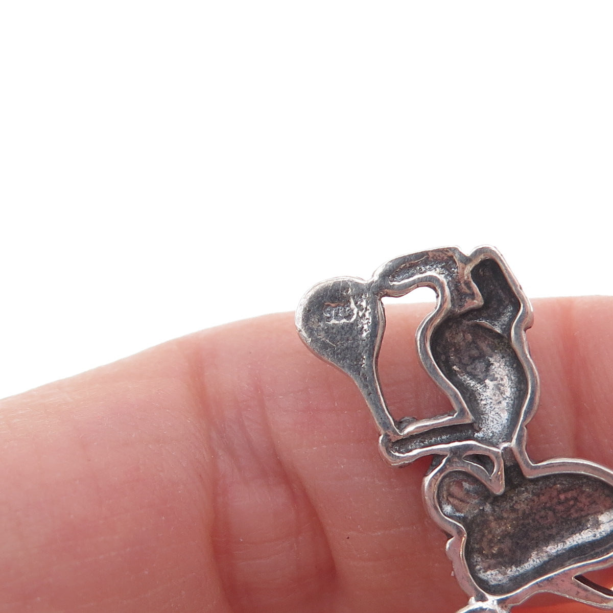925 Sterling Silver Vintage Snoopy Tennis Oxidized Charm Pendant