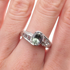 Chuck Clemency 925 Sterling Silver Real Iolite & White Topaz Ring Size 8.25