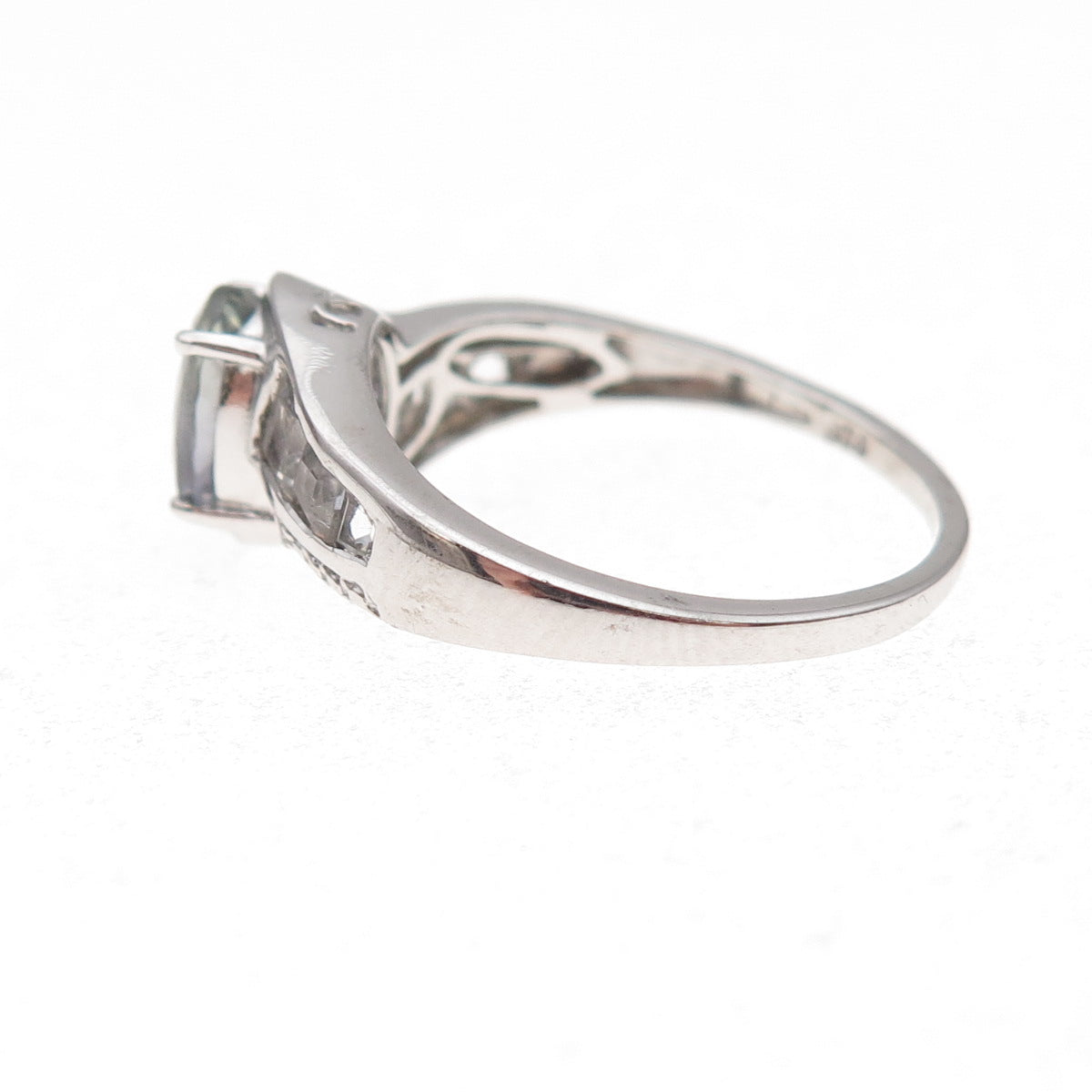 Chuck Clemency 925 Sterling Silver Real Iolite & White Topaz Ring Size 8.25