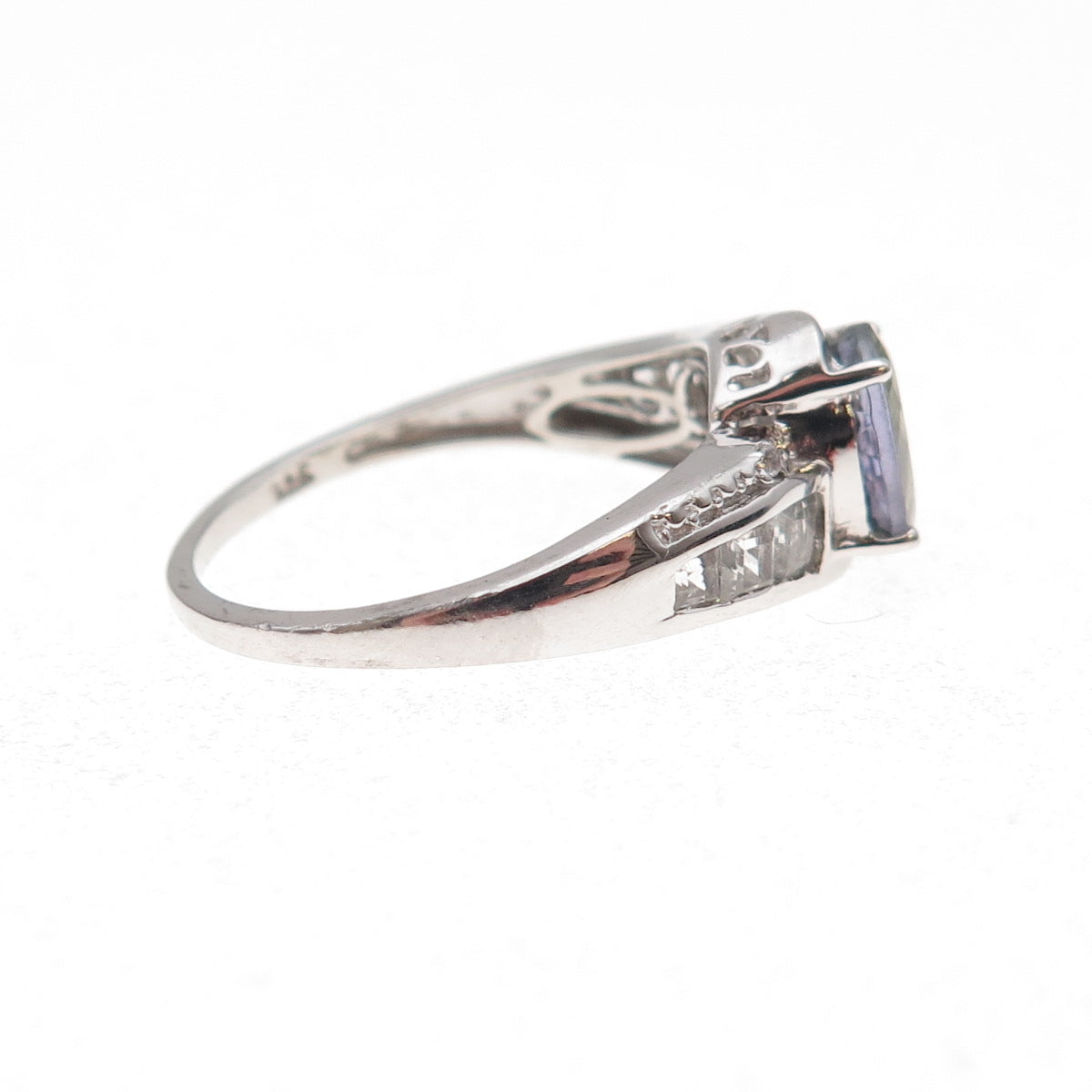 Chuck Clemency 925 Sterling Silver Real Iolite & White Topaz Ring Size 8.25