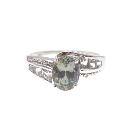 Chuck Clemency 925 Sterling Silver Real Iolite & White Topaz Ring Size 8.25
