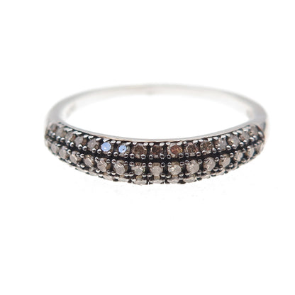 D'Joy 925 Sterling Silver Real Round-Cut Cognac Diamond Ring Size 11