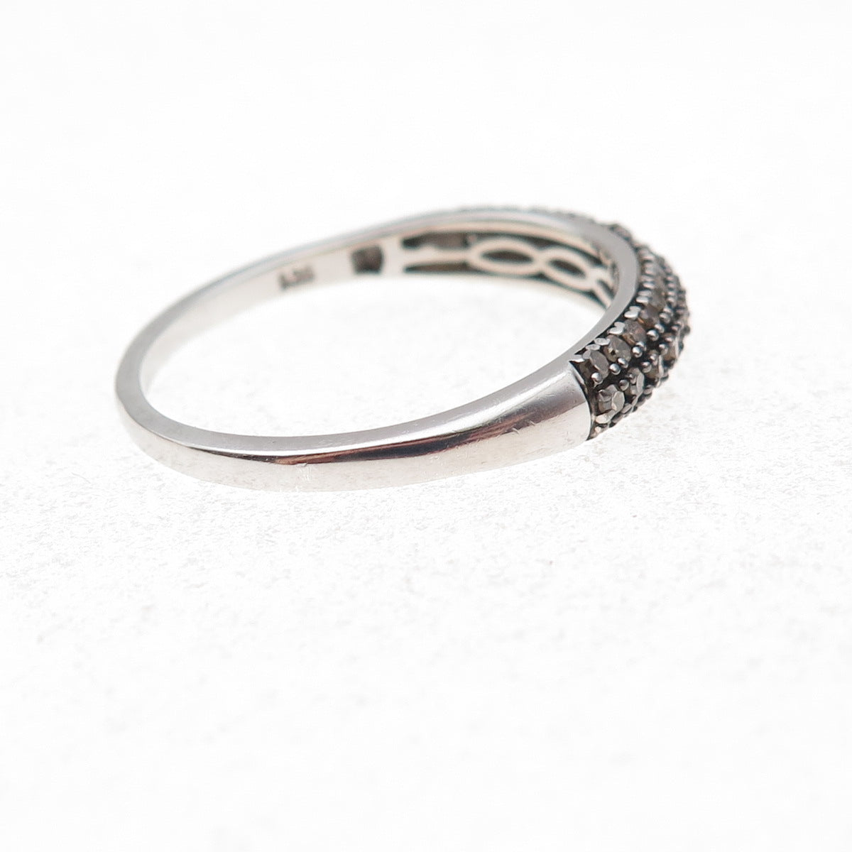 D'Joy 925 Sterling Silver Real Round-Cut Cognac Diamond Ring Size 11