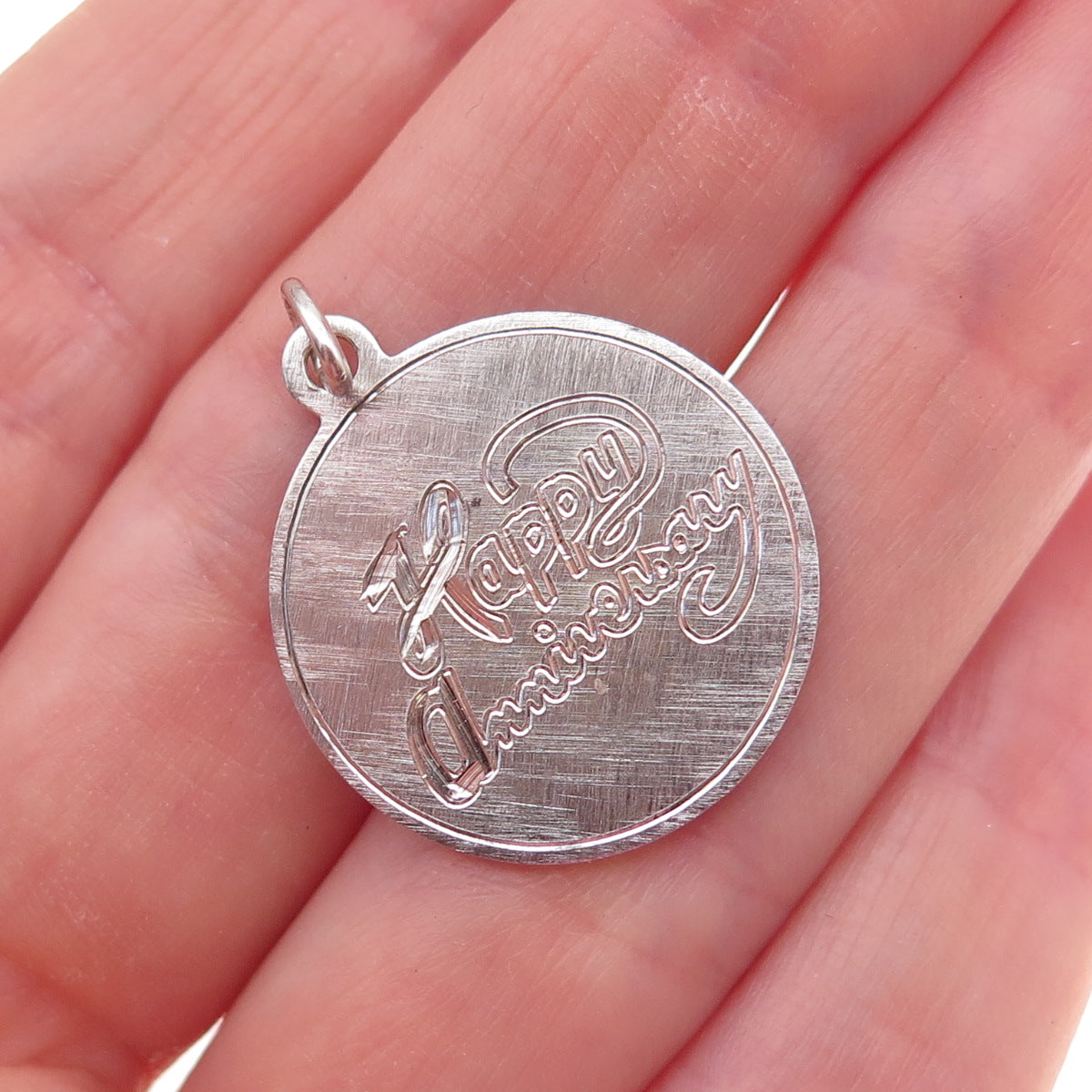 Griffith & Sons 925 Sterling Silver Vintage Happy Anniversary Charm Pendant