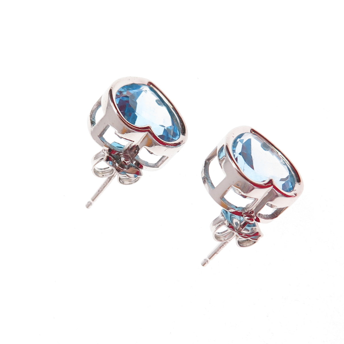 Atelier 925 Sterling Silver Mexico Real Blue Topaz Heart Earrings