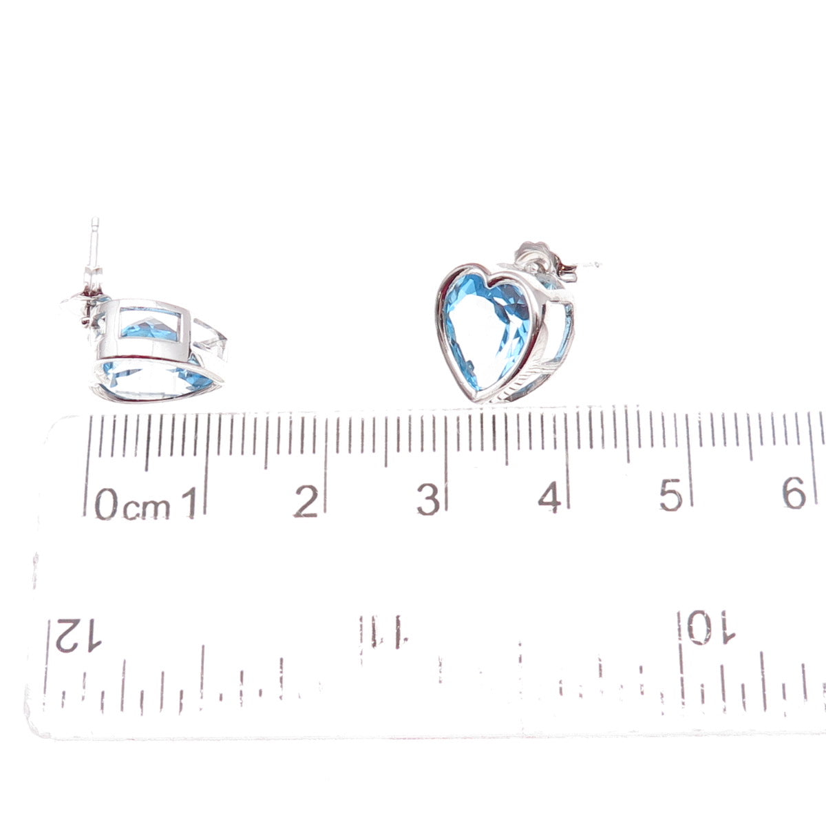 Atelier 925 Sterling Silver Mexico Real Blue Topaz Heart Earrings