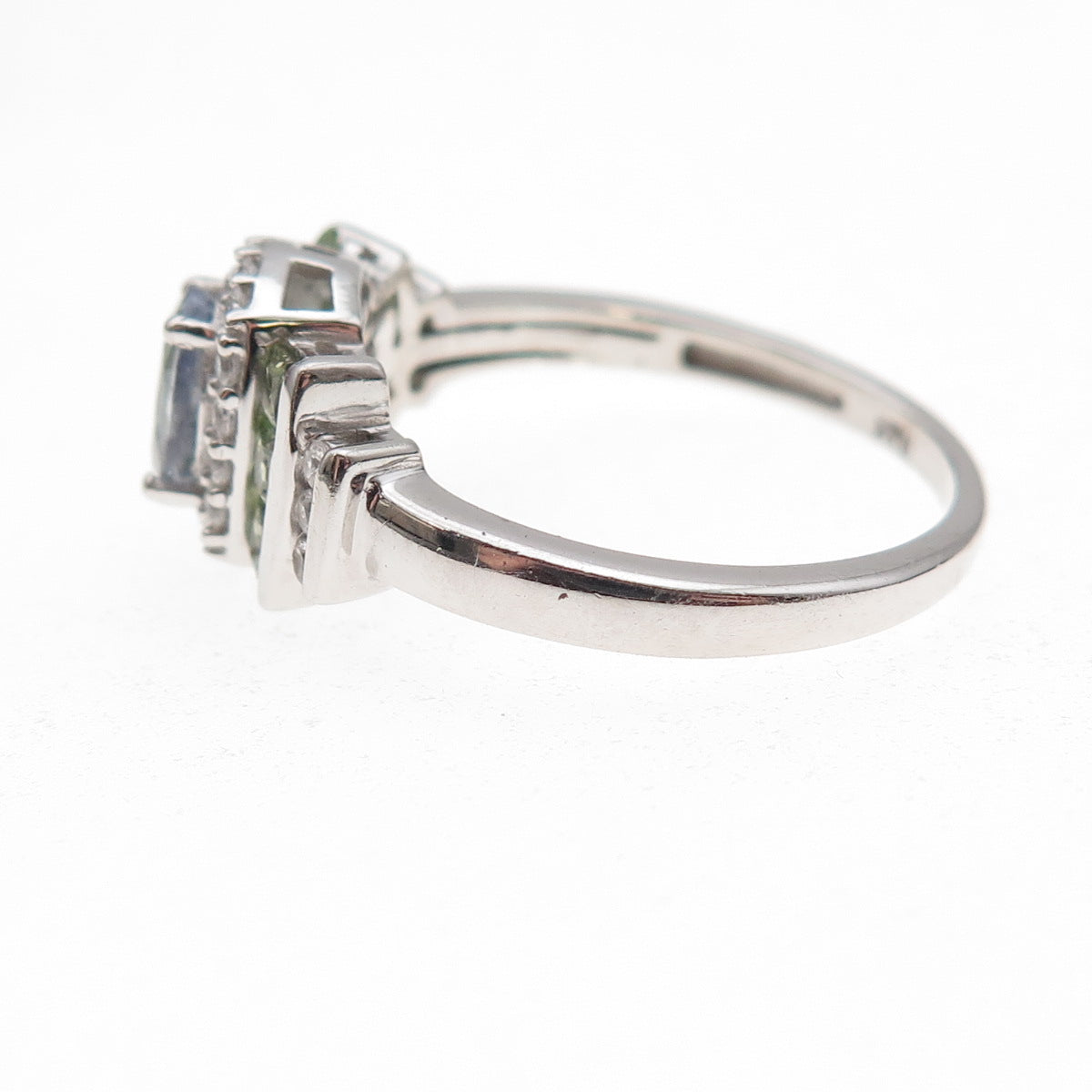 Chuck Clemency 925 Sterling Silver Real Tanzanite Peridot & Topaz Ring Size 8