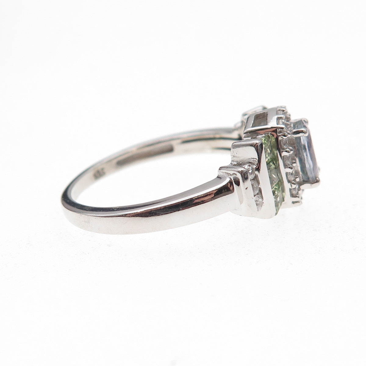 Chuck Clemency 925 Sterling Silver Real Tanzanite Peridot & Topaz Ring Size 8