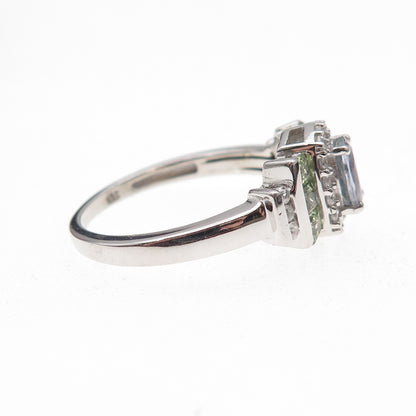 Chuck Clemency 925 Sterling Silver Real Tanzanite Peridot & Topaz Ring Size 8