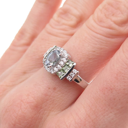 Chuck Clemency 925 Sterling Silver Real Tanzanite Peridot & Topaz Ring Size 8